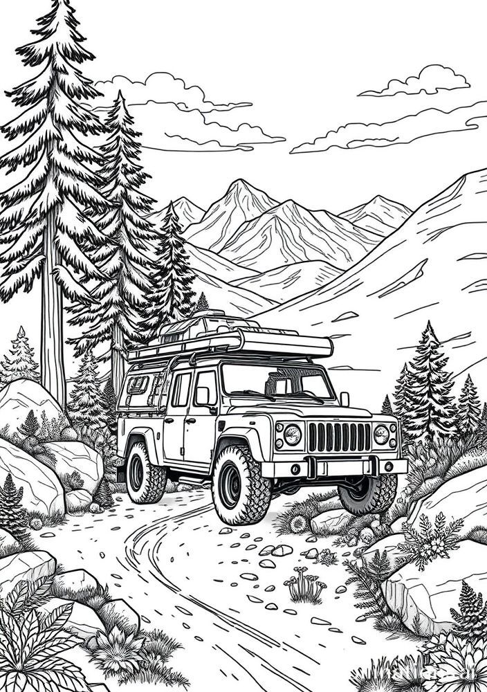 Desenho de Caminhão de Acampamento para Colorir