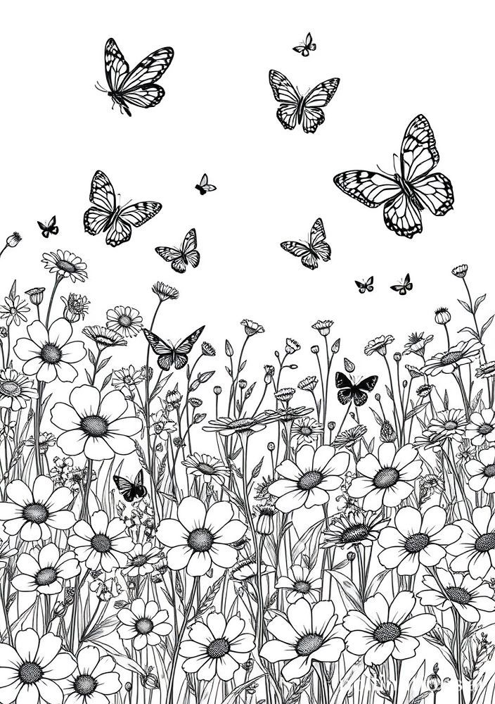 Desenho de Campo Florido para colorir