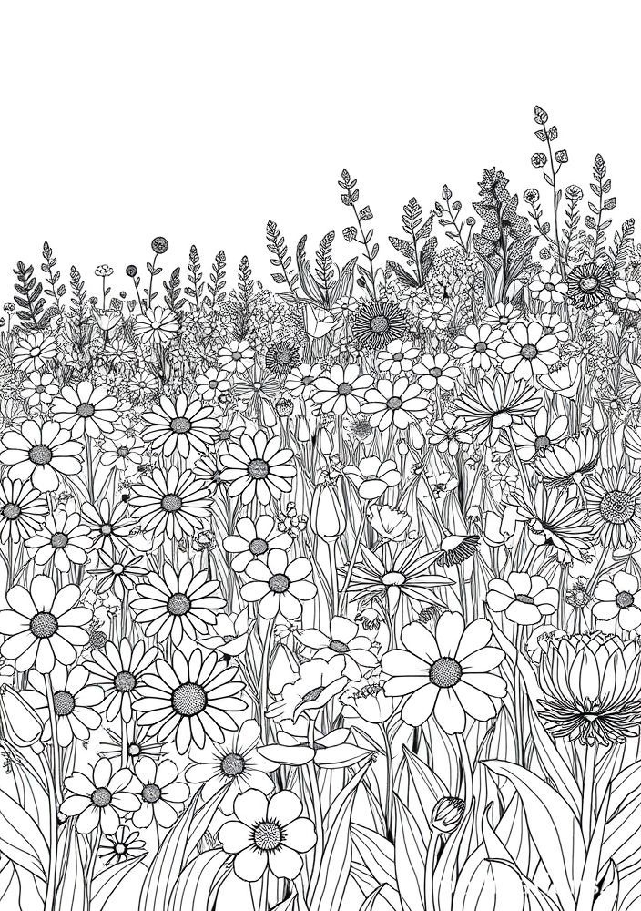 Desenho de Campo Florido para colorir