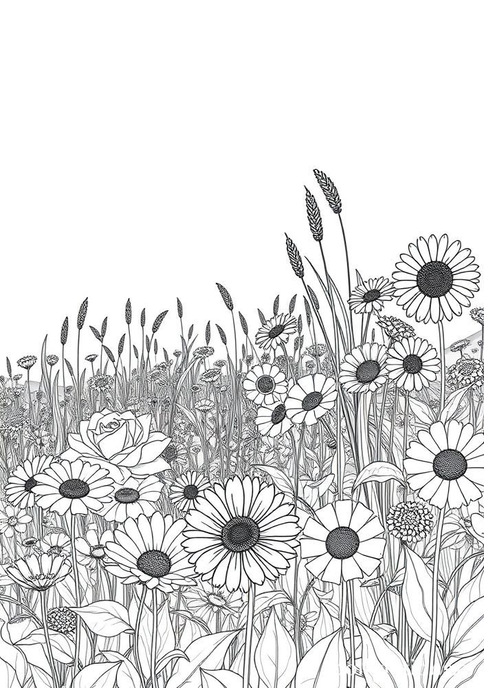 Desenho de Campo Florido para colorir