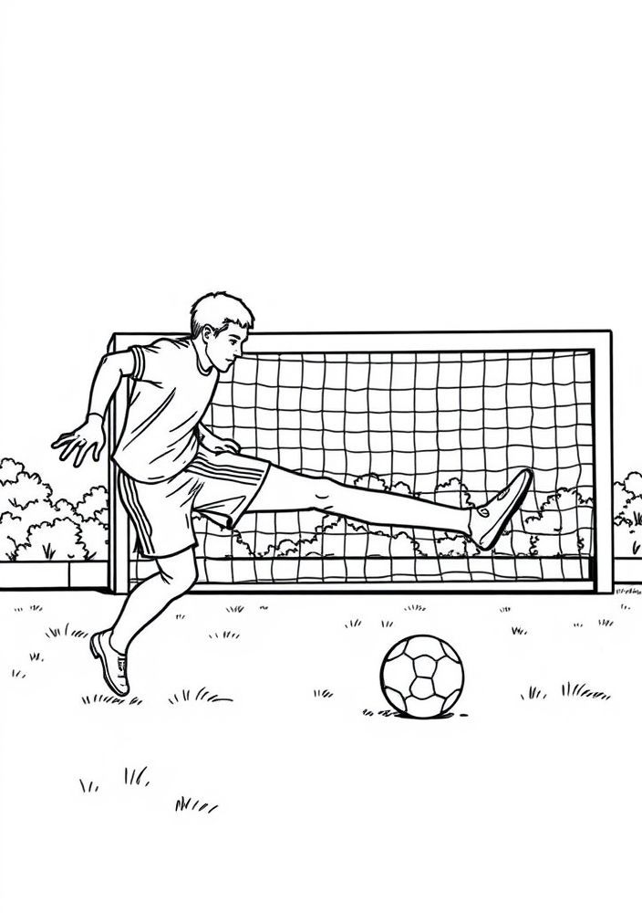 Desenho de Campo de Futebol com Goleiro para colorir