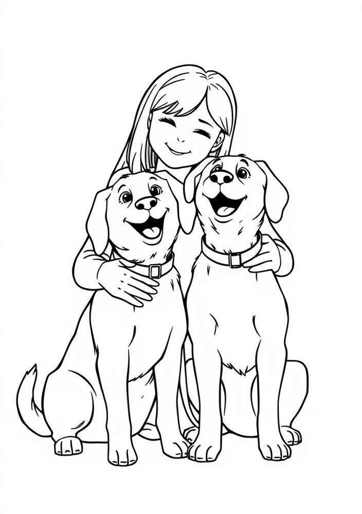 Desenho de Cão com seu Dono para Colorir