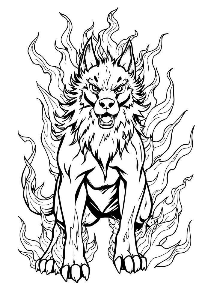 Desenho de Cão de Fogo para Colorir