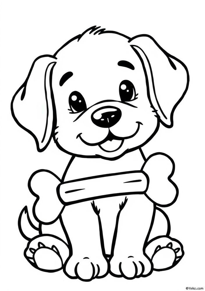 Desenho de Cão e seu osso para colorir