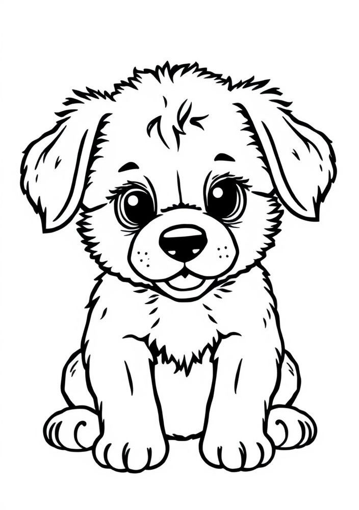 Desenho de Cãozinho Kawaii para colorir