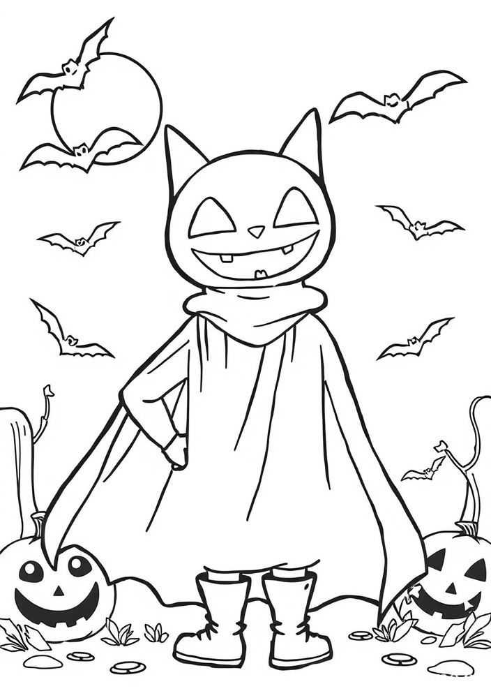 Desenho de Capa de Super-Herói de Halloween para Colorir