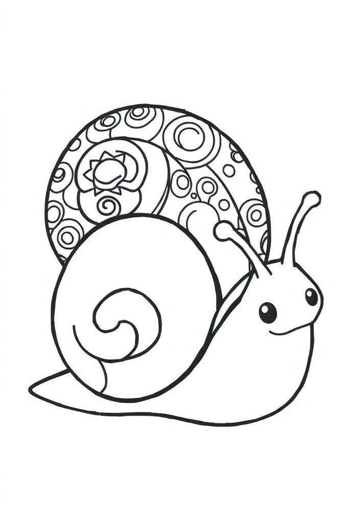 Desenho de Caracol Kawaii com Casca Colorida para colorir
