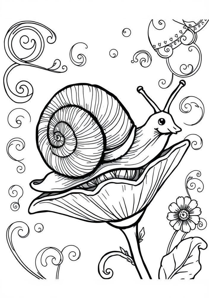 Desenho de Caracol em Flor para colorir