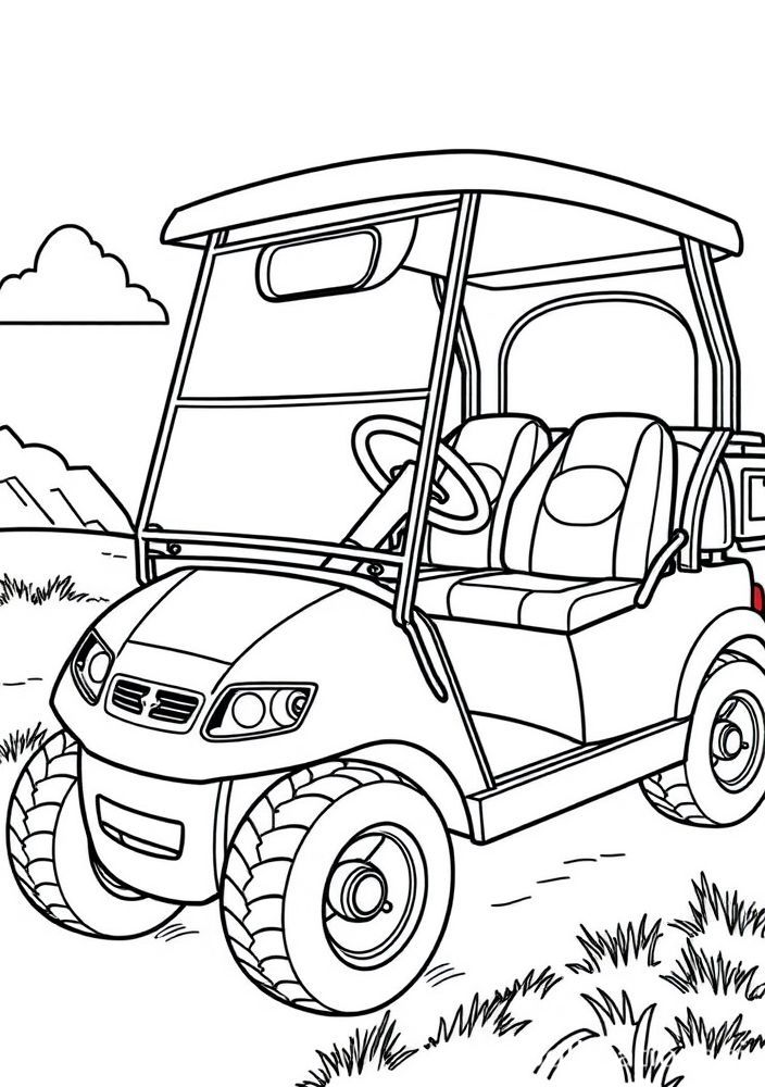 Desenho de Carrinho de Golfe de Theo para colorir