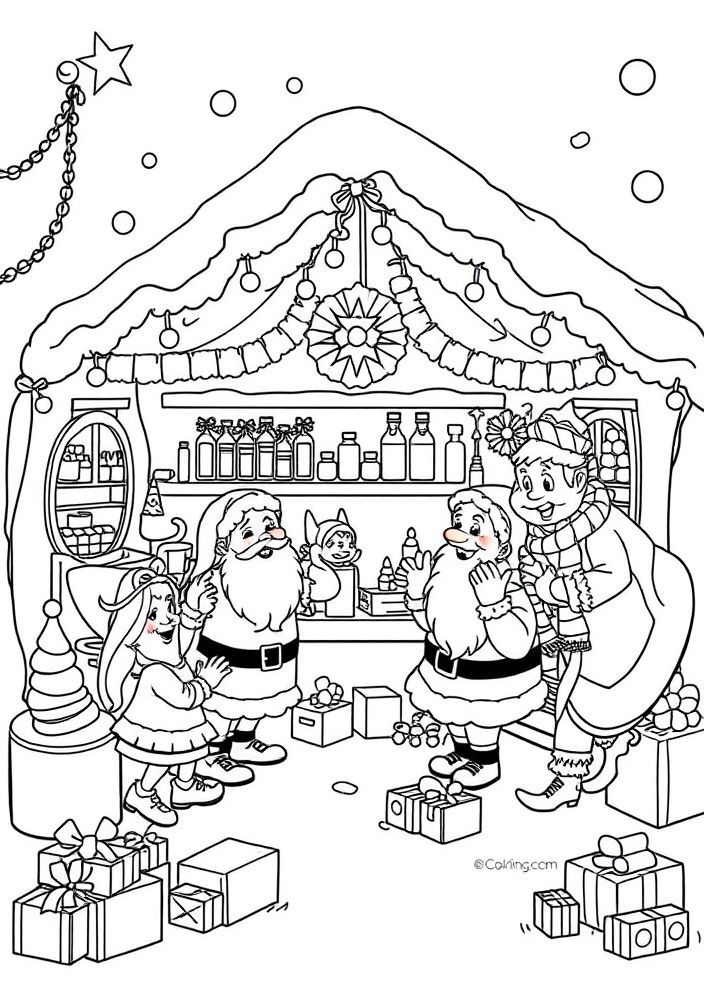 Desenho de Casa Claus e a Fábrica de Brinquedos para colorir