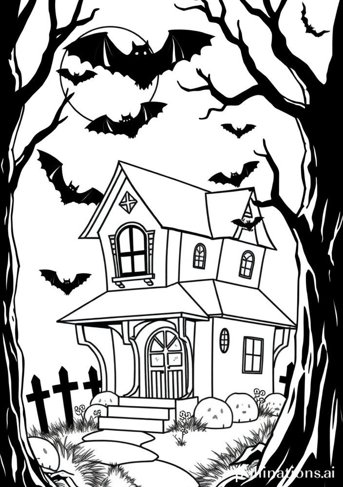 Desenho de Casa Escura e Misteriosa para colorir