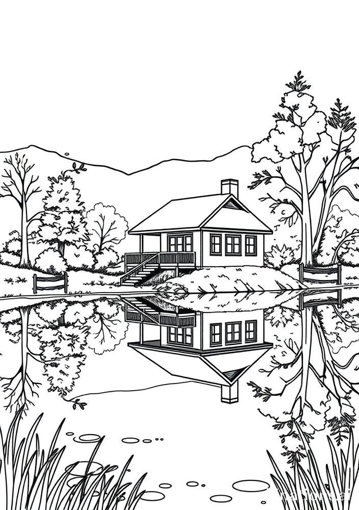 Desenho de Casa Espelhada para colorir