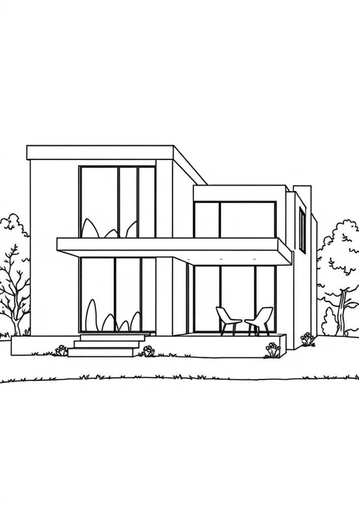 Desenho de Casa Moderna para colorir
