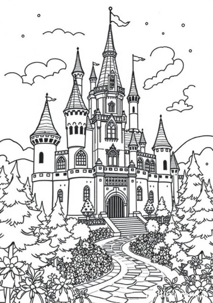 Desenho de Casa de Contos de Fadas para colorir