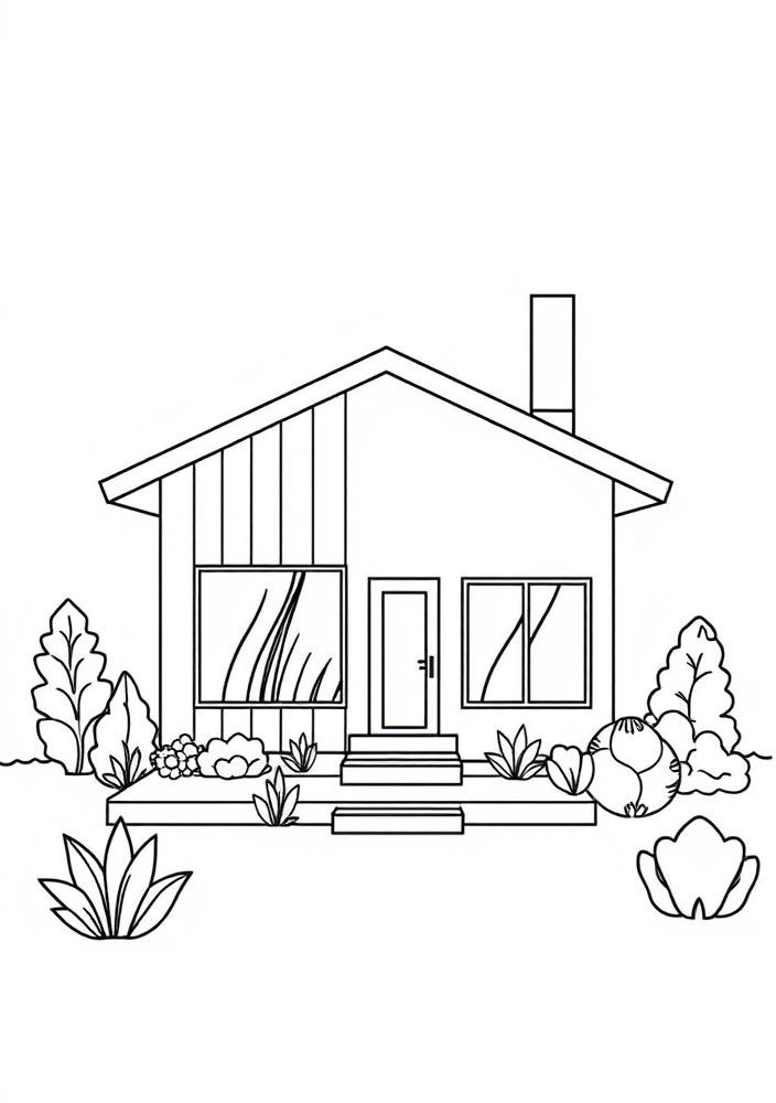 Desenho de Casa de Estilo Escandinavo para colorir