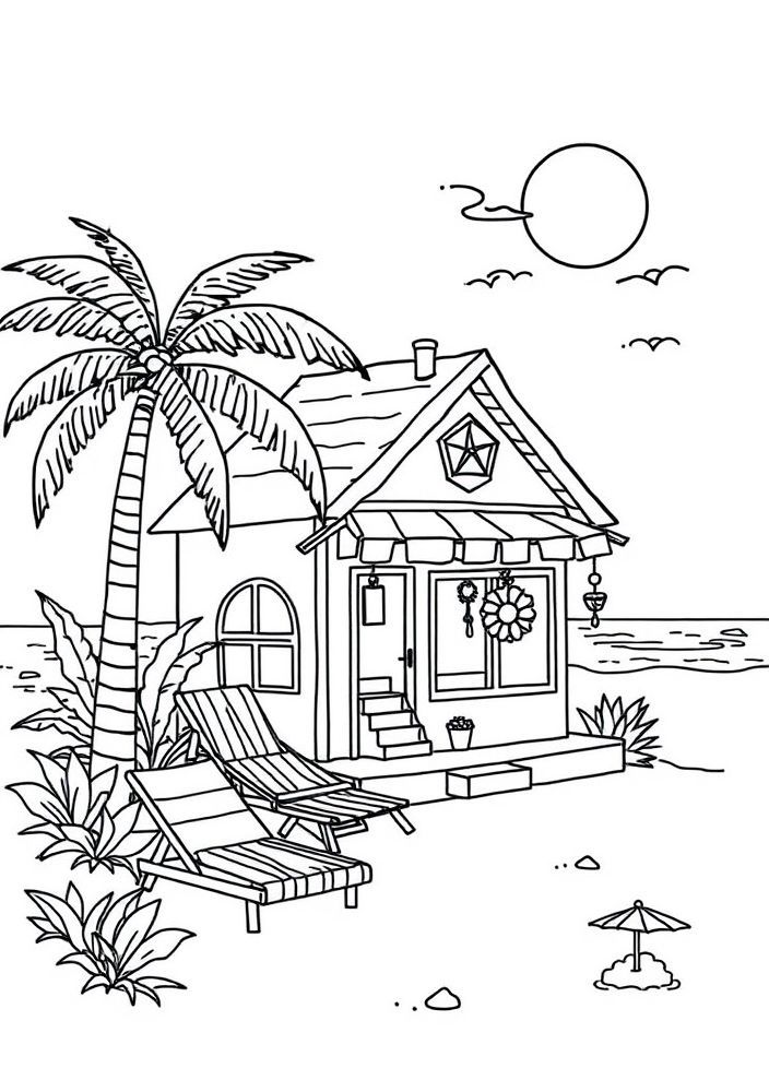 Desenho de Casa de Férias para colorir