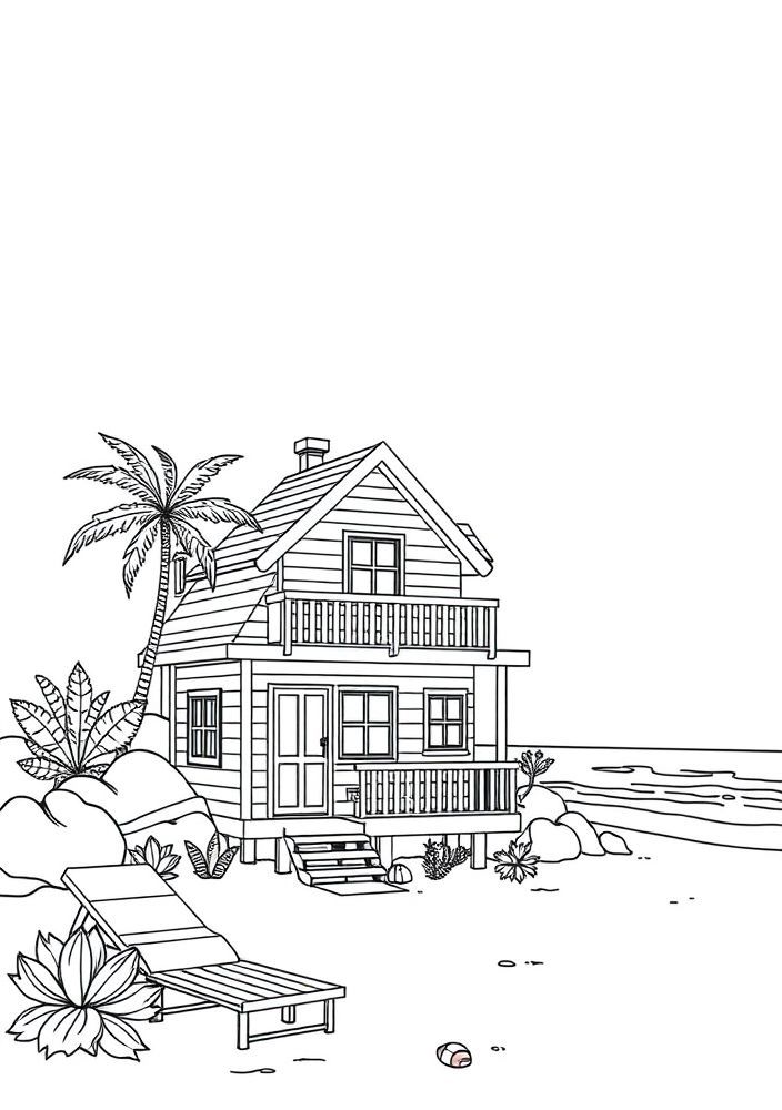 Desenho de Casa de Férias para colorir