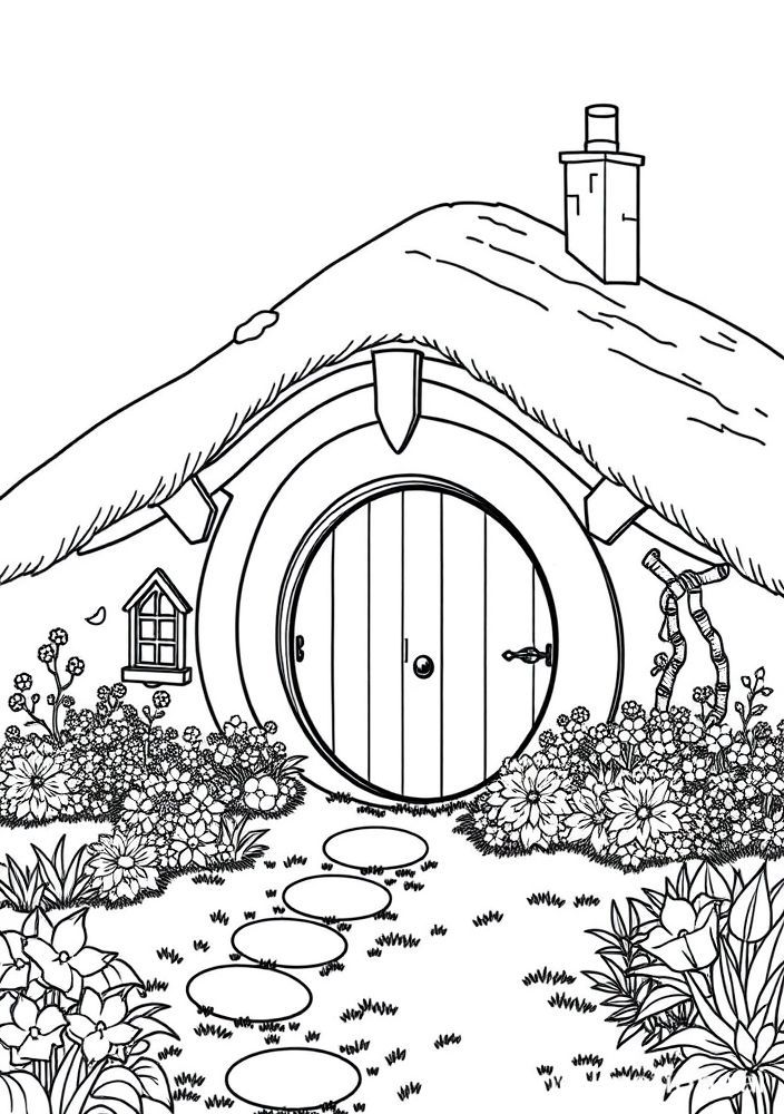 Desenho de Casa de Hobbit para colorir