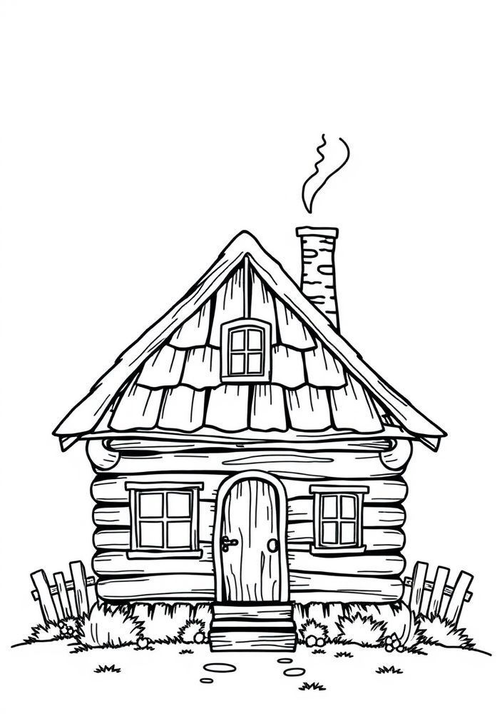 Desenho de Casa de Madeira para colorir