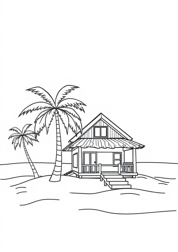 Desenho de Casa de Praia para colorir