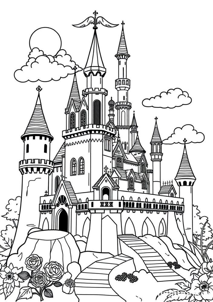 Desenho de Casa de Princesa para colorir