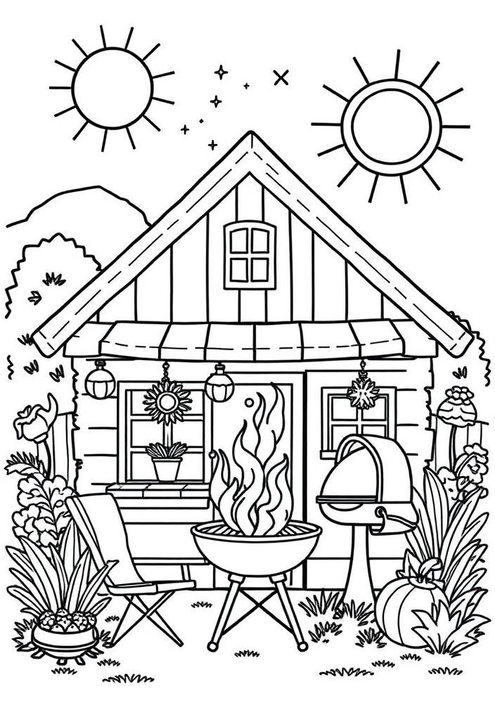 Desenho de Casa de Verão para colorir