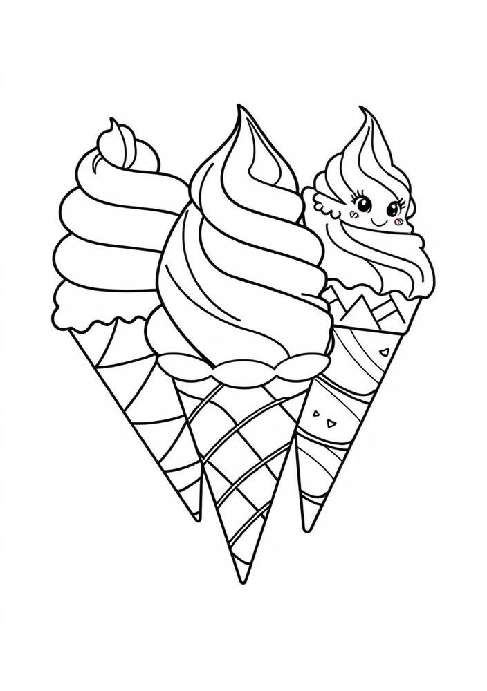 Desenho de Cascas de Sorvete com Sabor Variado para colorir