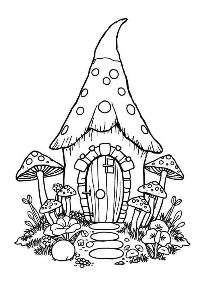 Desenho de Casinha de Gnomos para colorir