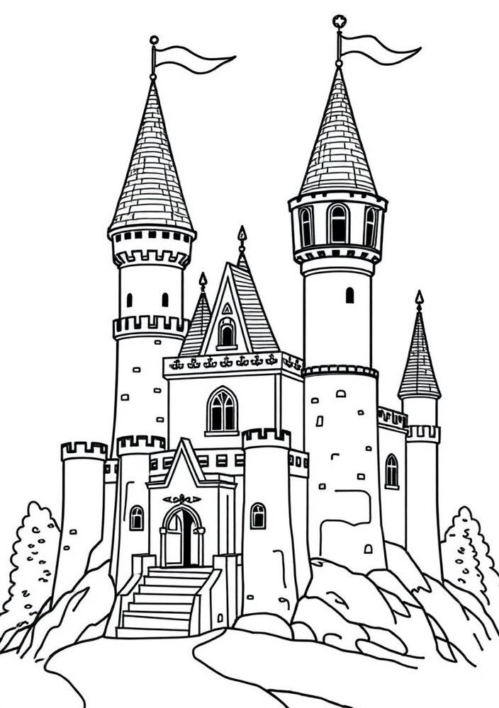 Desenho de Castelo de Conto de Fadas para colorir