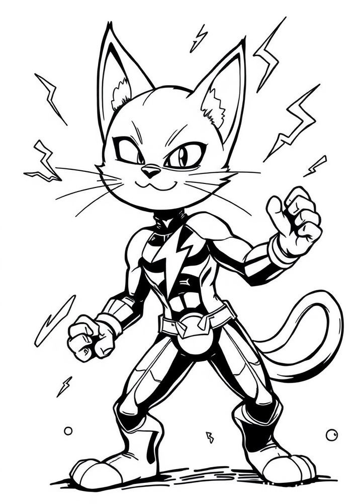 Desenho de Catboy com poderes especiais para colorir