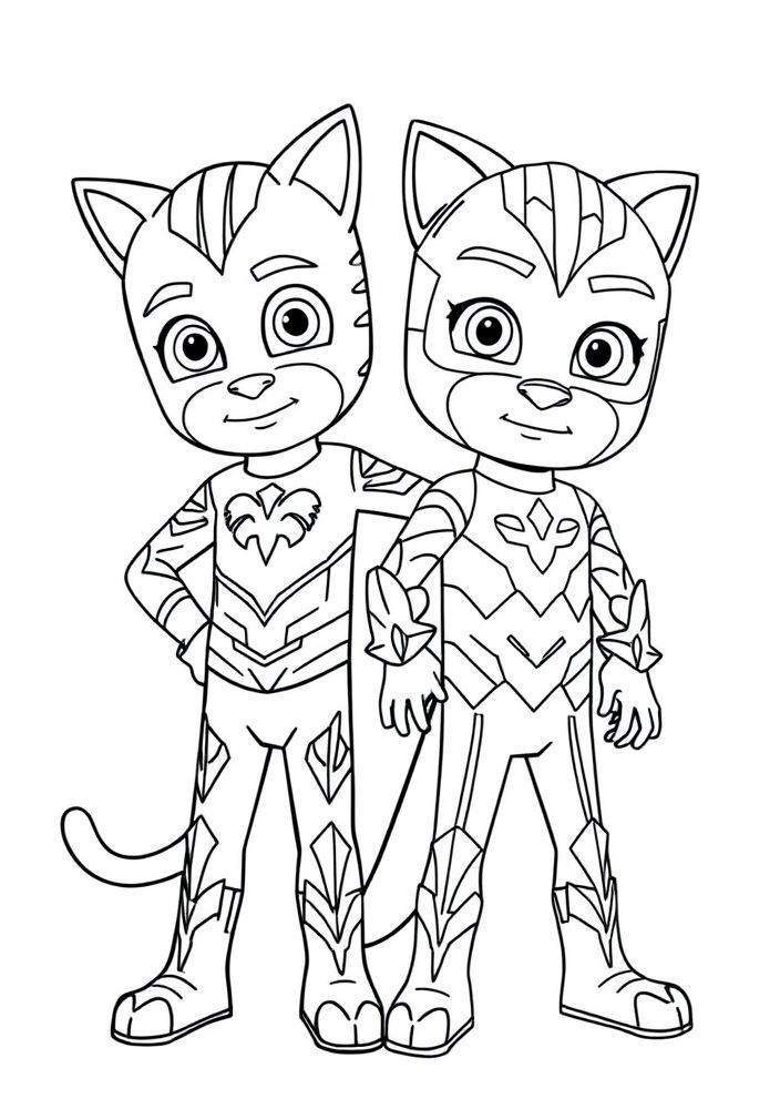 Desenho de Catboy e Gekko juntos para colorir