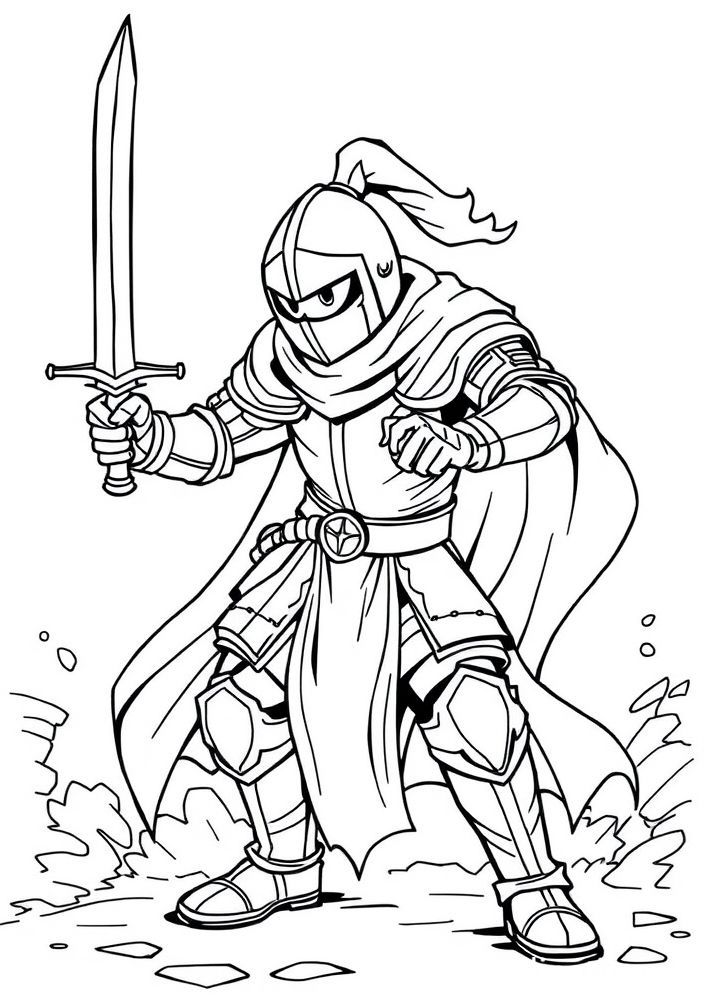 Desenho de Cavaleiro em Ação para colorir