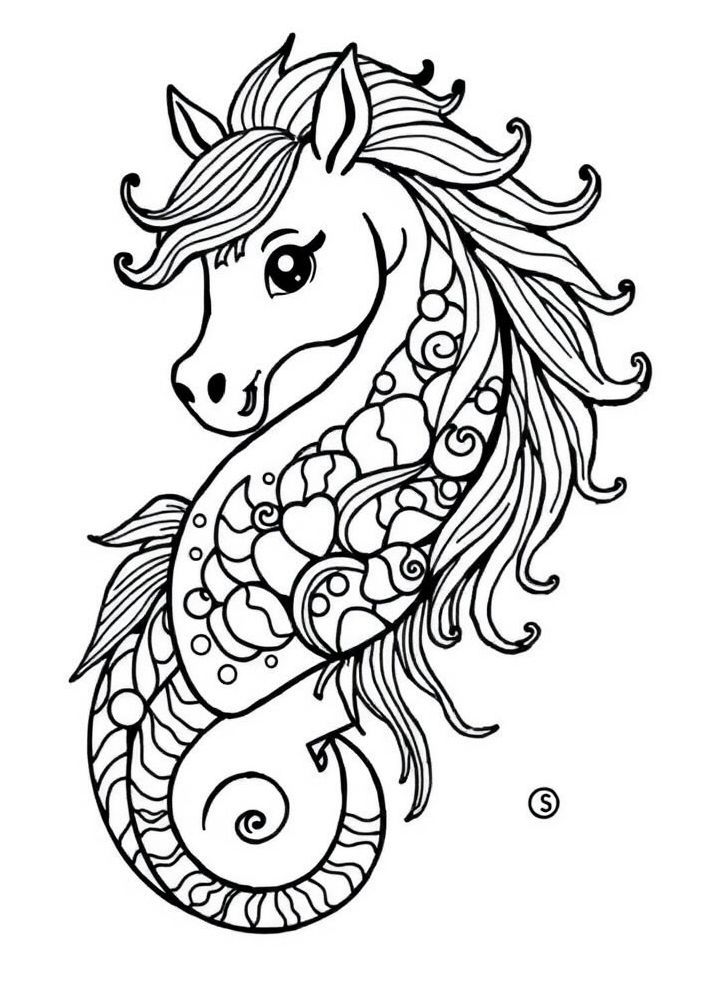 Desenho de Cavalo Marinho para colorir