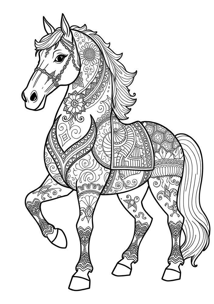 Desenho de Cavalo com José para colorir