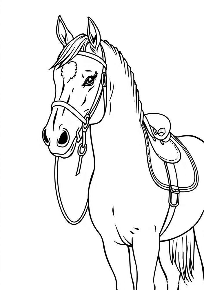 Desenho de Cavalo com uma Faixa para Colorir