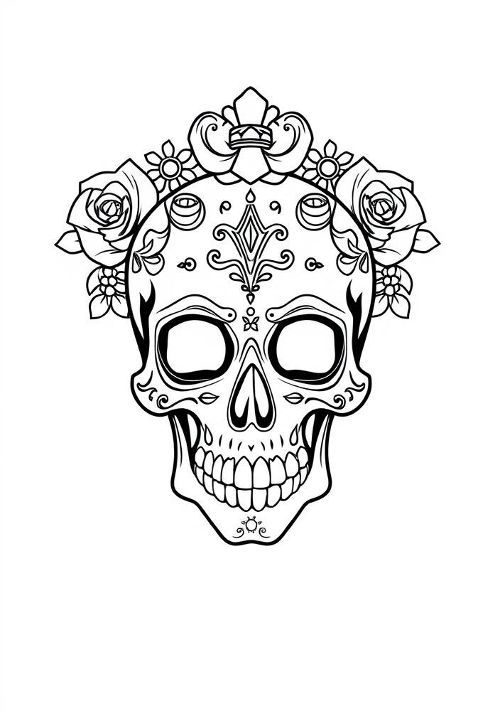 Desenho de Caveira Mexicana para colorir
