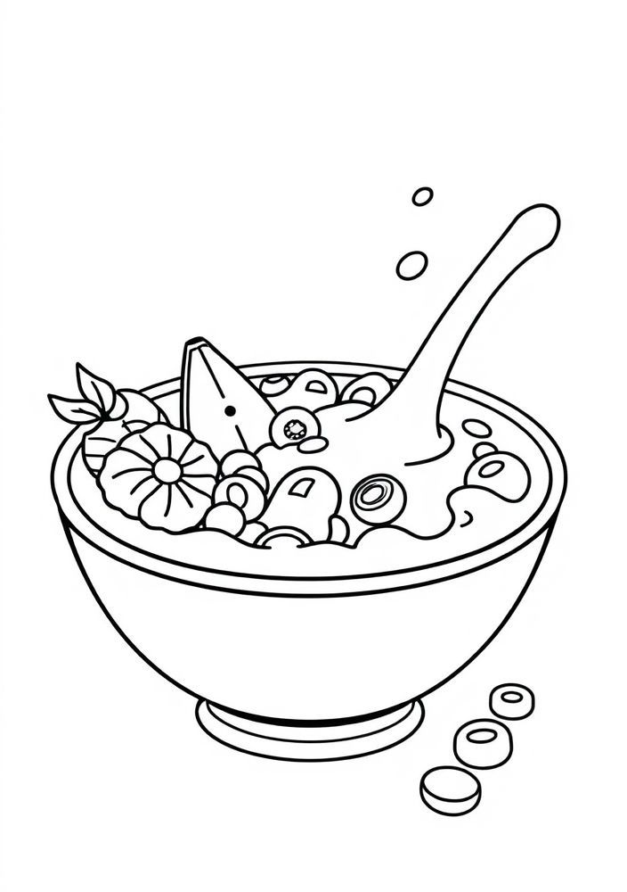 Desenho de Cereal em tigela para colorir