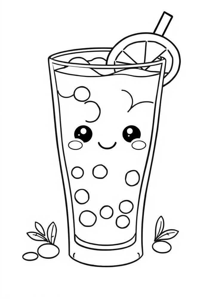 Desenho de Chá Gelado Kawaii para Colorir