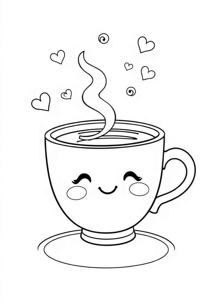 Desenho de Chá Kawaii para colorir