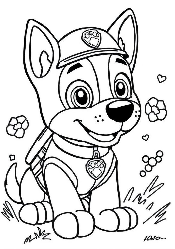 Desenho de Chase, o Pastor Alemão da Patrulha Canina para colorir