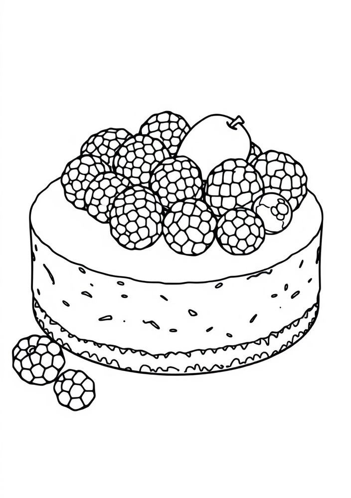 Desenho de Cheesecake com frutas para colorir