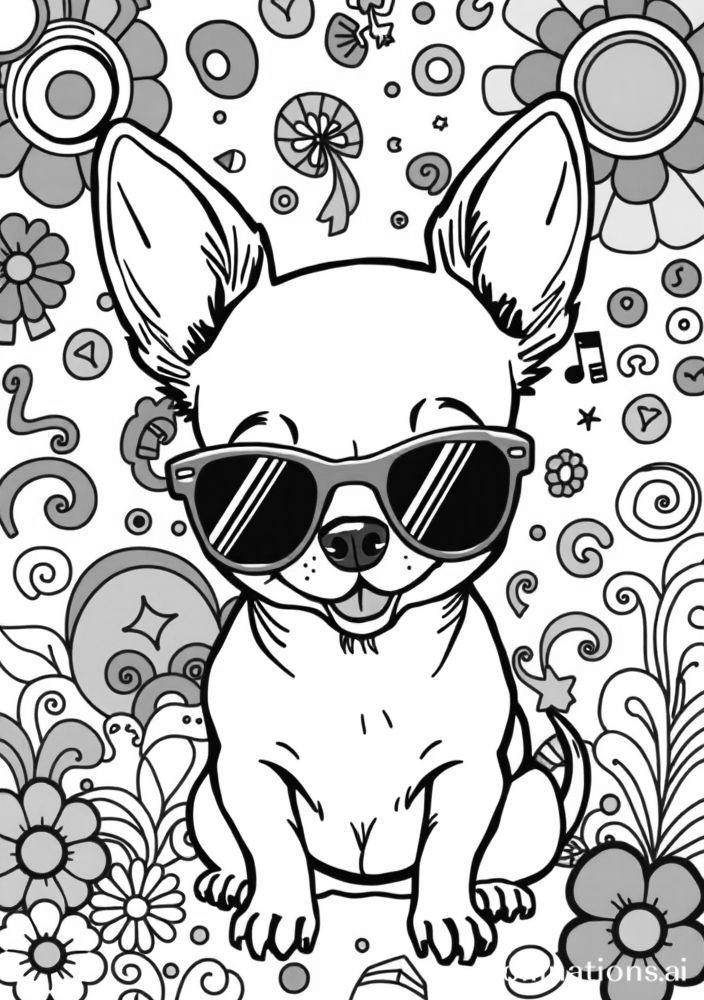 Desenho de Chihuahua com Óculos de Sol para colorir