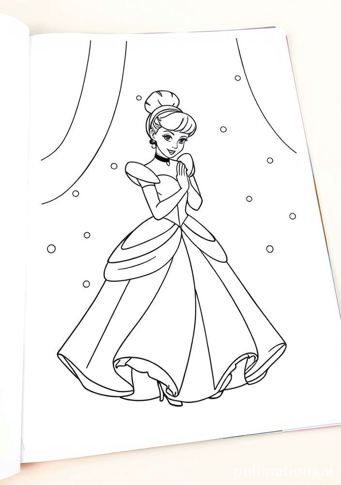 Desenho de Cinderela preparando-se para o baile para colorir