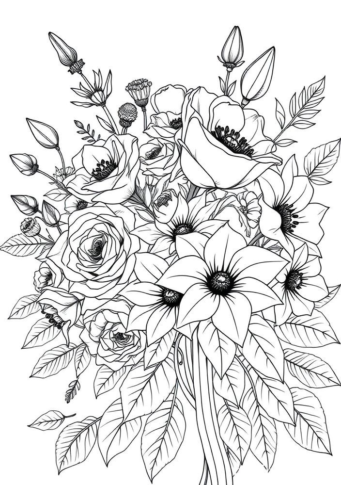 Desenho de Cluster de Flores para colorir