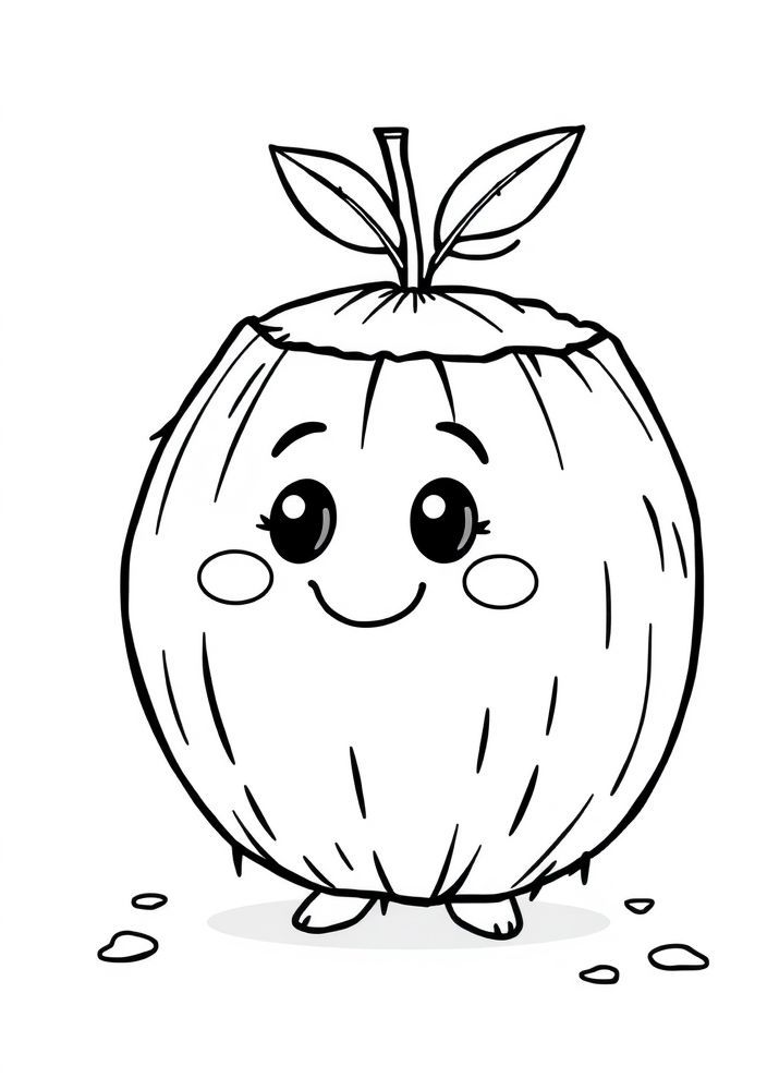 Desenho de Côco sorridente para colorir