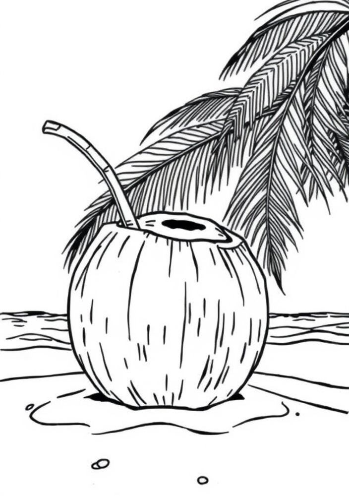 Desenho de Coco tropical para colorir
