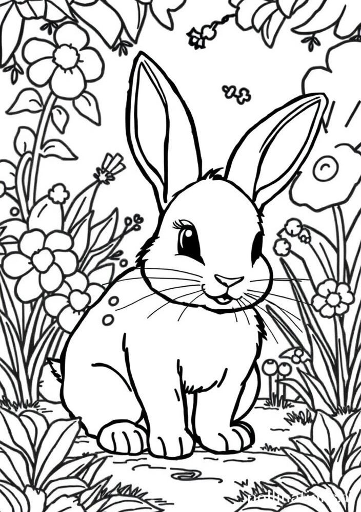 Desenho de Coelho Alegre para colorir