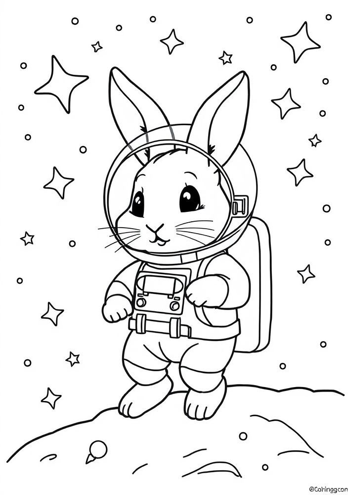 Desenho de Coelho Astronauta para colorir