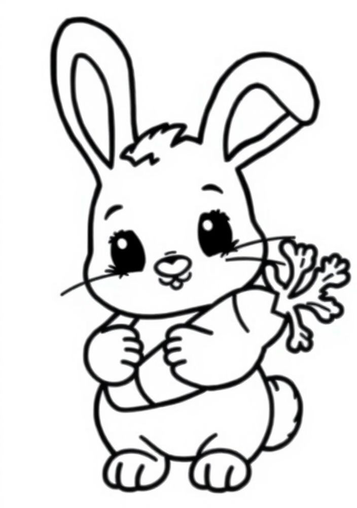 Desenho de Coelho com cenoura para colorir