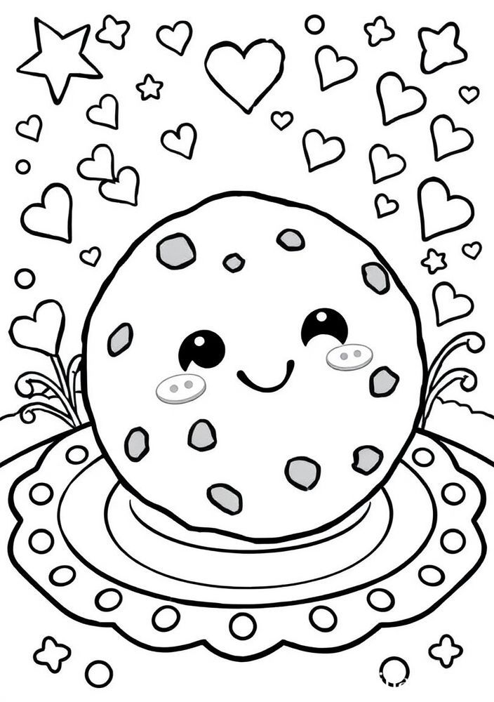 Desenho de Cookie Kawaii para colorir